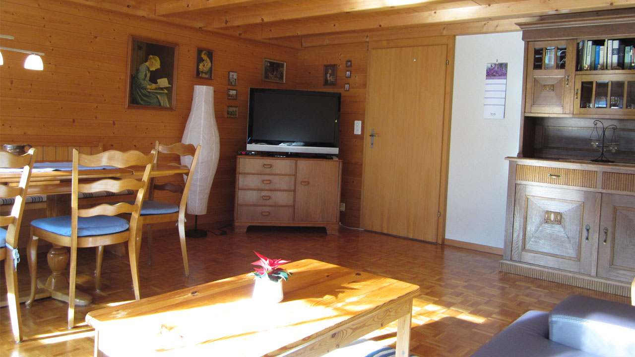 Geräumiges Wohnzimmer mit Fernseher